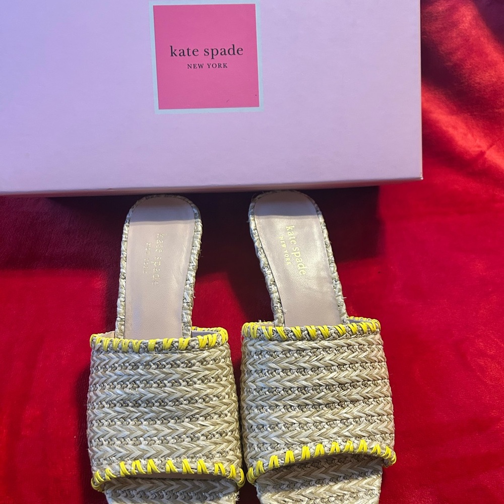 Kate Spade Woven Mules with Yellow Accents - Picture 2 of 4